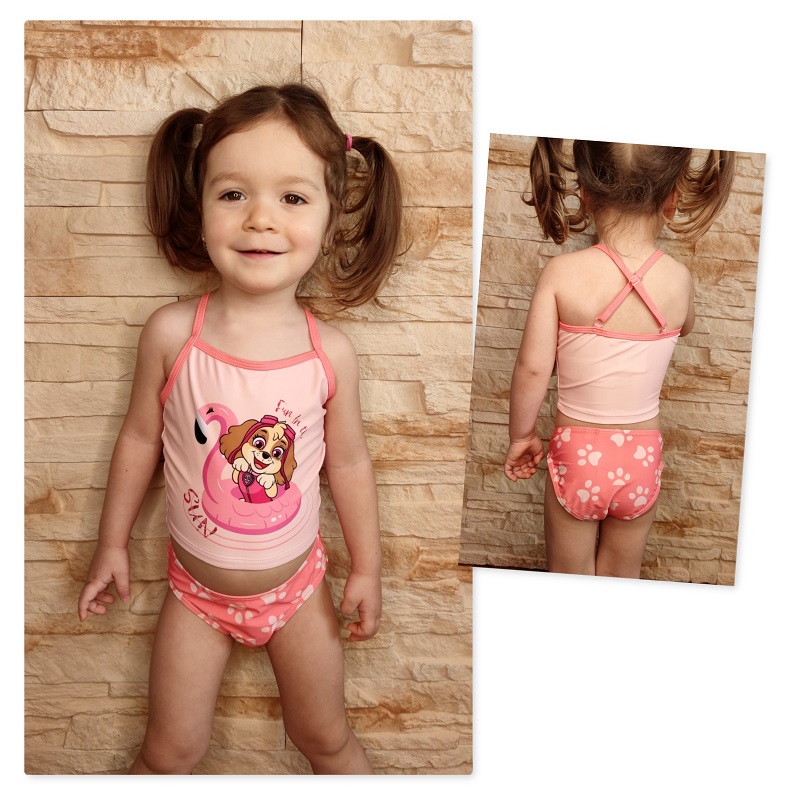 Dívčí dvoudílné plavky TLAPKOVÁ PATROLA - meruňkové