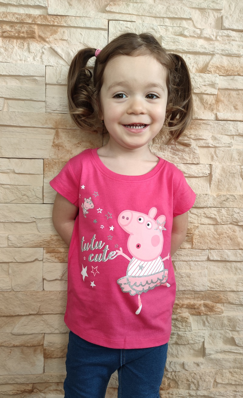 Dívčí tričko PRASÁTKO PEPPA tmavě růžové KR