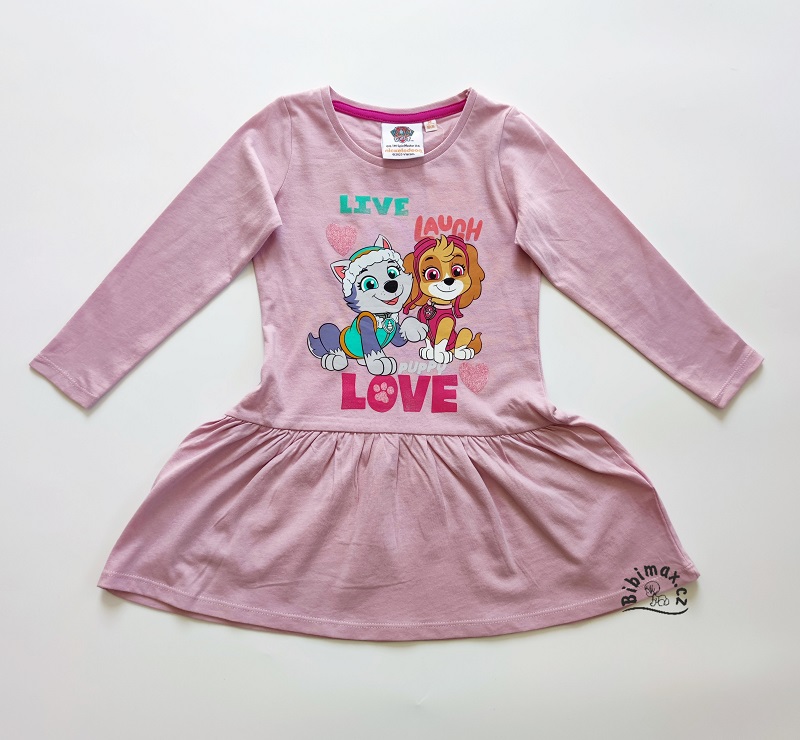 Dívčí šaty TLAPKOVÁ PATROLA - růžovo-fialkové DR