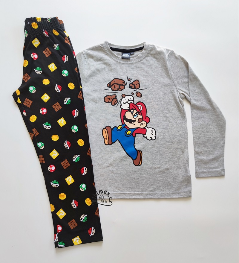 Chlapecké pyžamo Nintendo SUPER MARIO šedo/černé