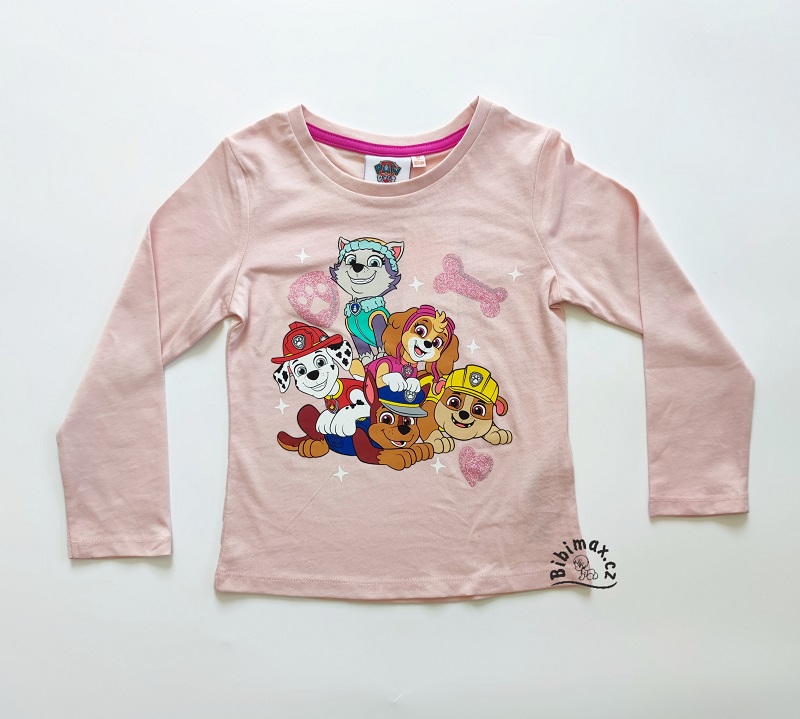 Dívčí tričko TLAPKOVÁ PATROLA růžové DR