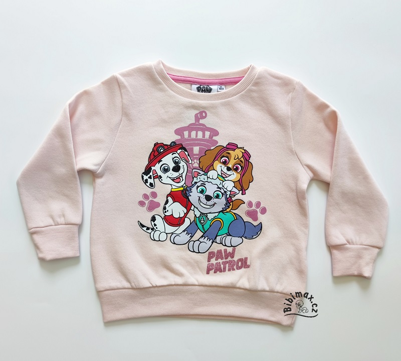 Dívčí mikina TLAPKOVÁ PATROLA růžová