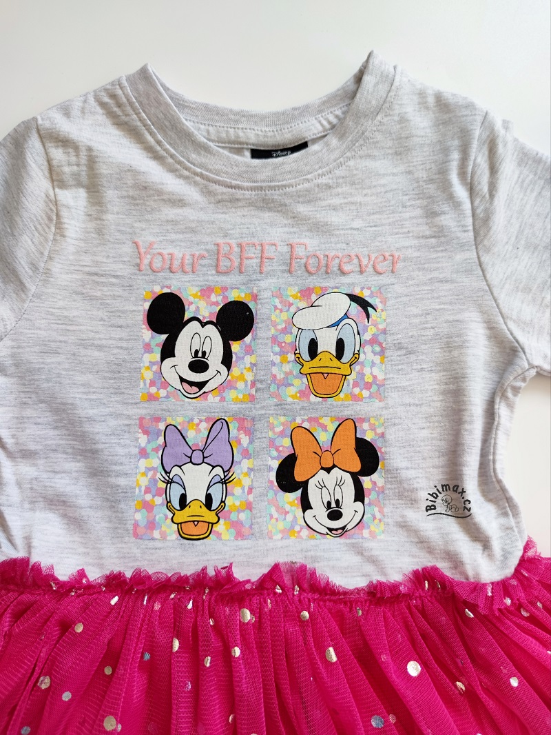 Dívčí šaty s tylovou sukní DISNEY šedo-růžové