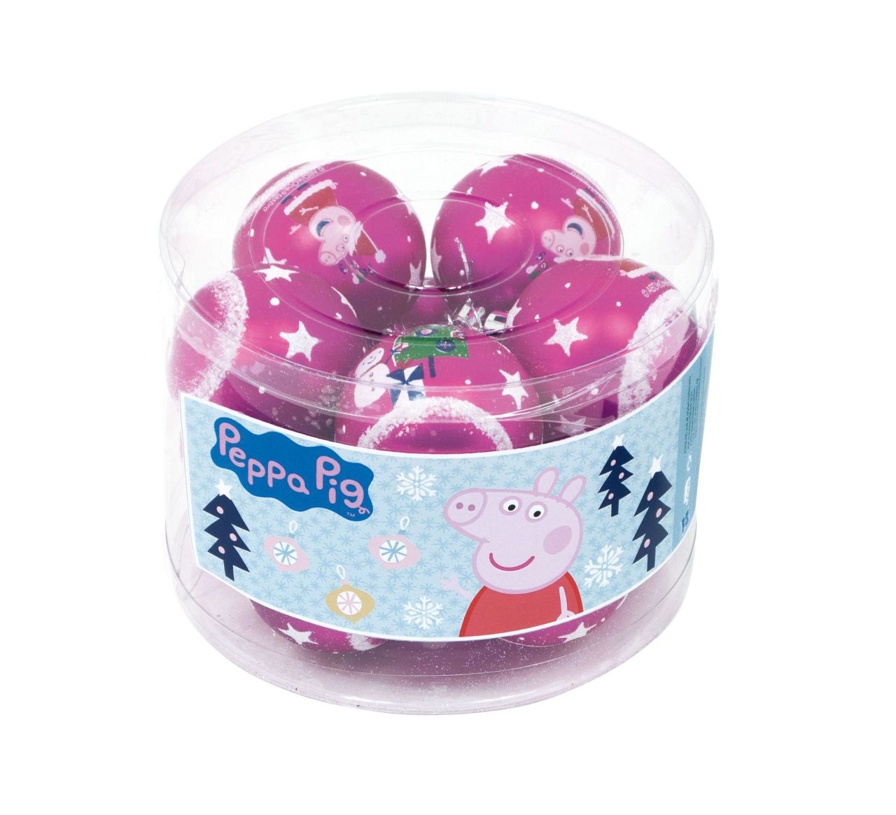 Vánoční baňky PRASÁTKO PEPPA 10ks růžové