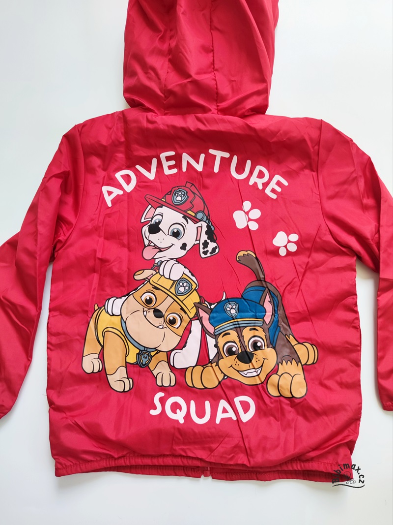 Chlapecká šusťáková bunda TLAPKOVÁ PATROLA červená