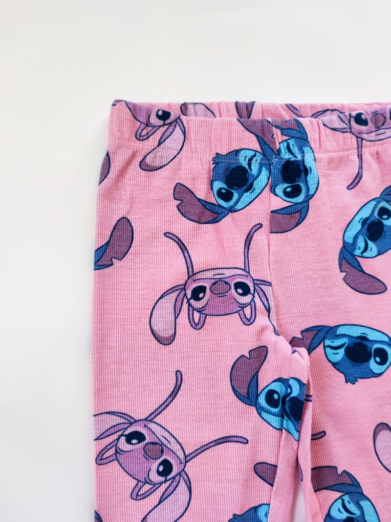 Žebrované legíny STITCH růžové