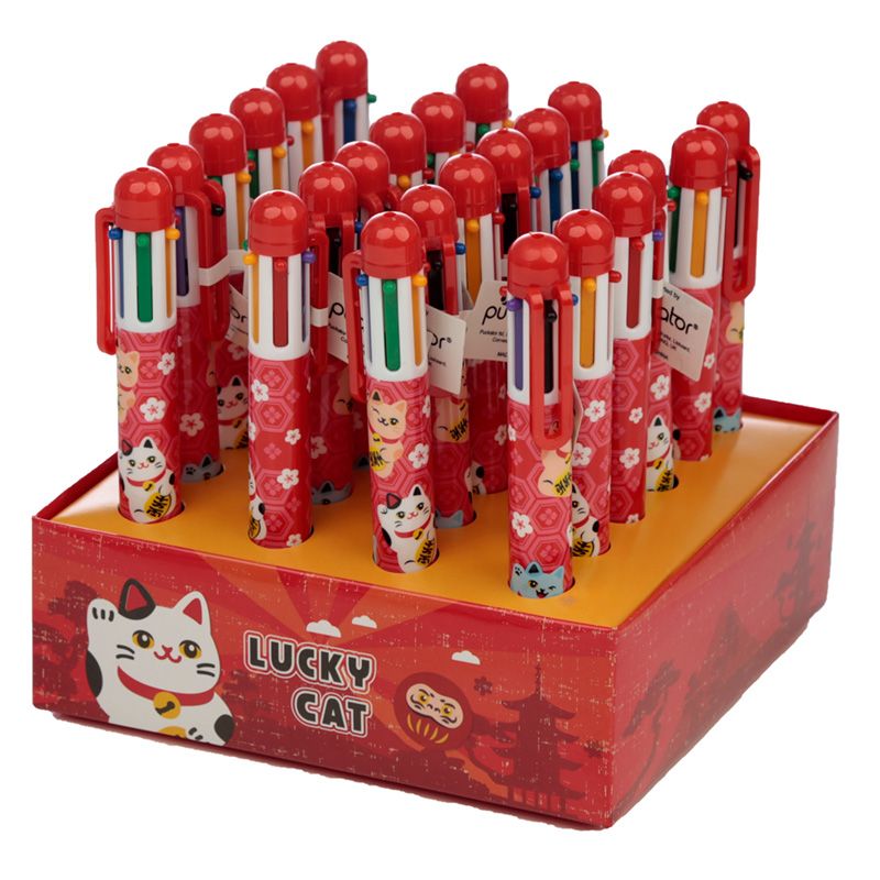 Vícebarevná propiska Kočka pro štěstí Maneki Neko - 6 barev