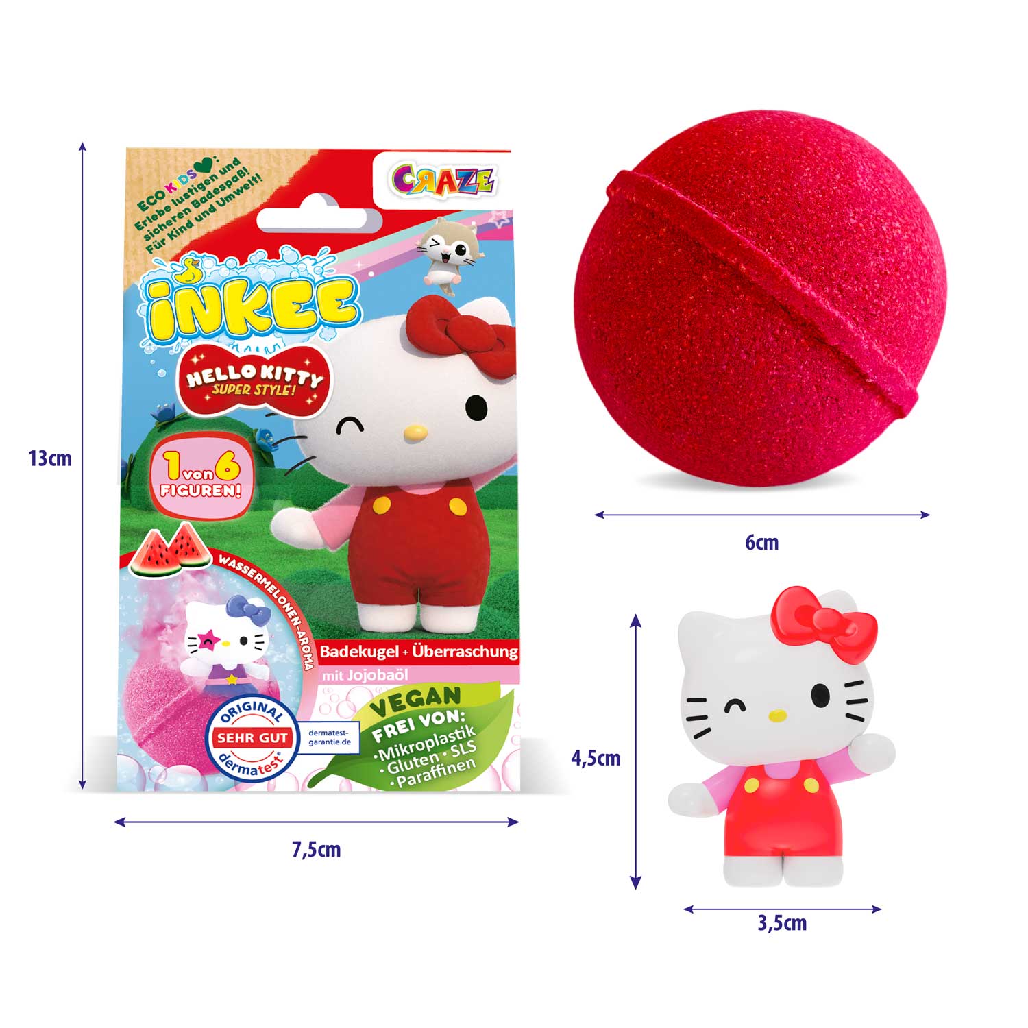 INKEE - šumivá koupelová bomba s překvapením HELLO KITTY