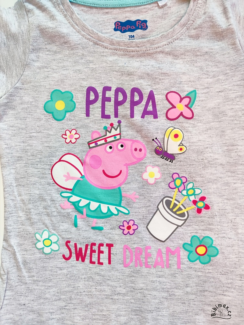 Dívčí noční košile PRASÁTKO PEPPA šedá