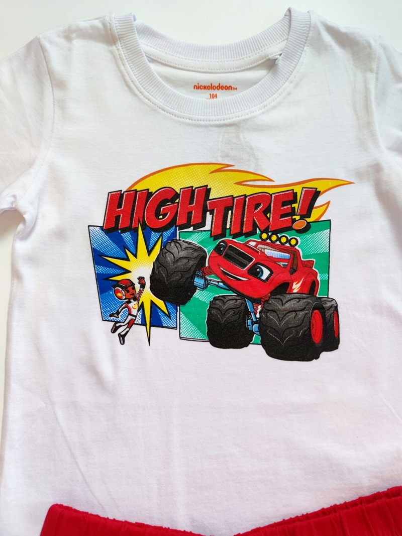 Chlapecké letní pyžamo BLAZE - Plamínek bílo/červené