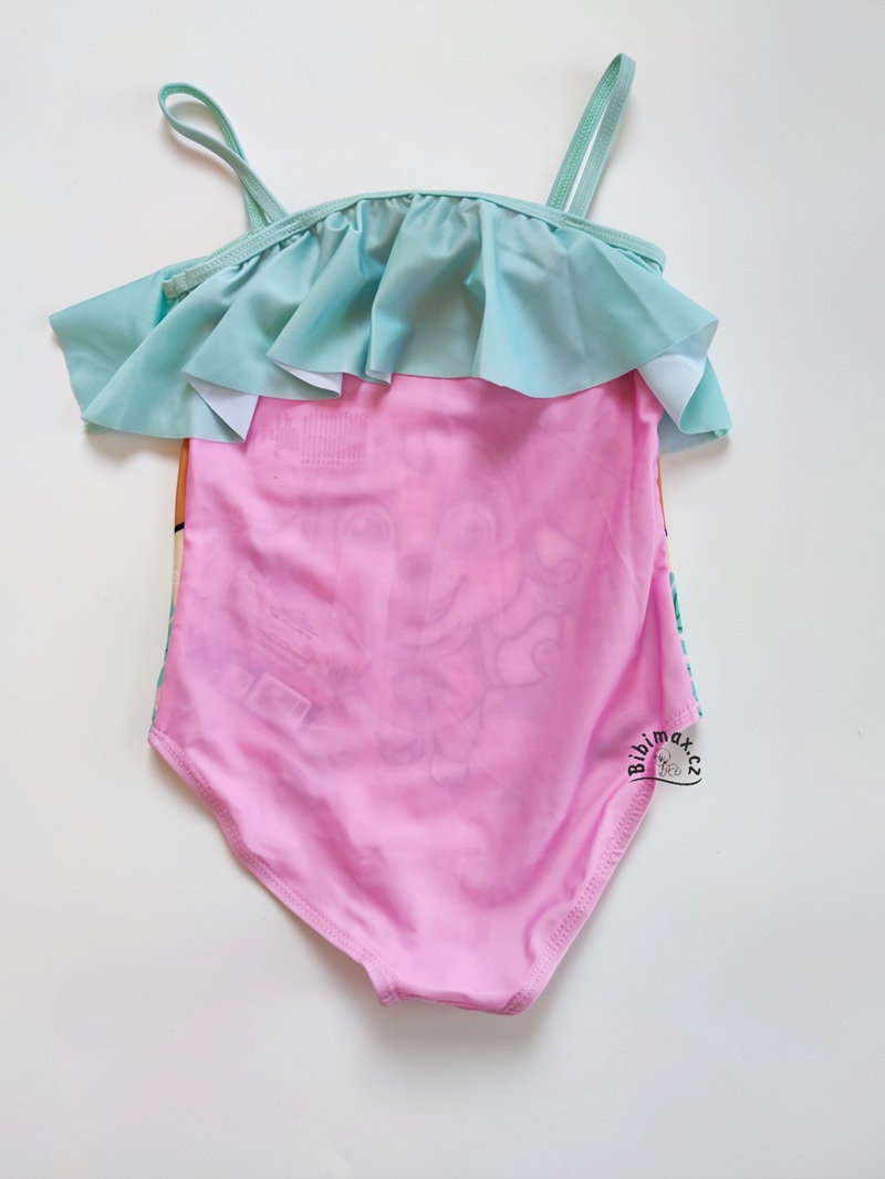 Dívčí jednodílné plavky TLAPKOVÁ PATROLA - SKY růžovo/zelenkavé