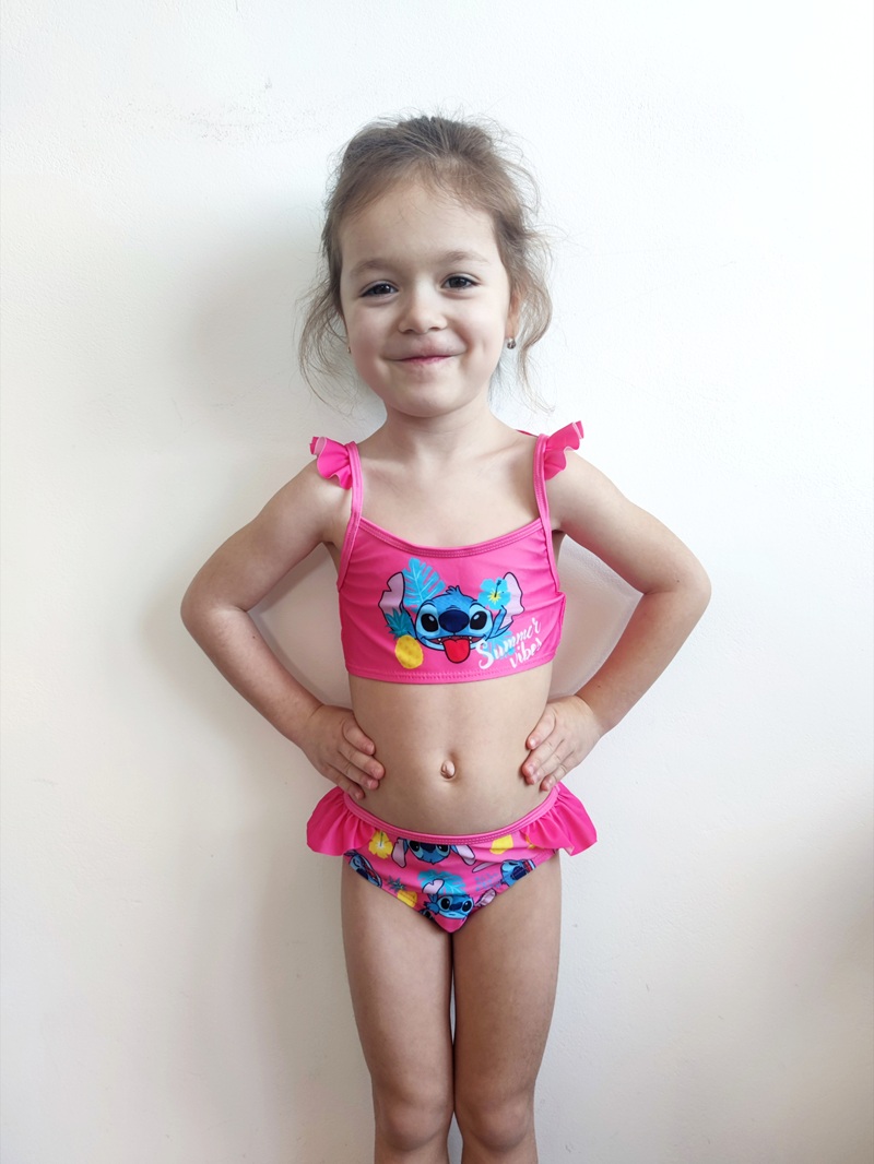 Dívčí dvoudílné plavky STITCH růžové