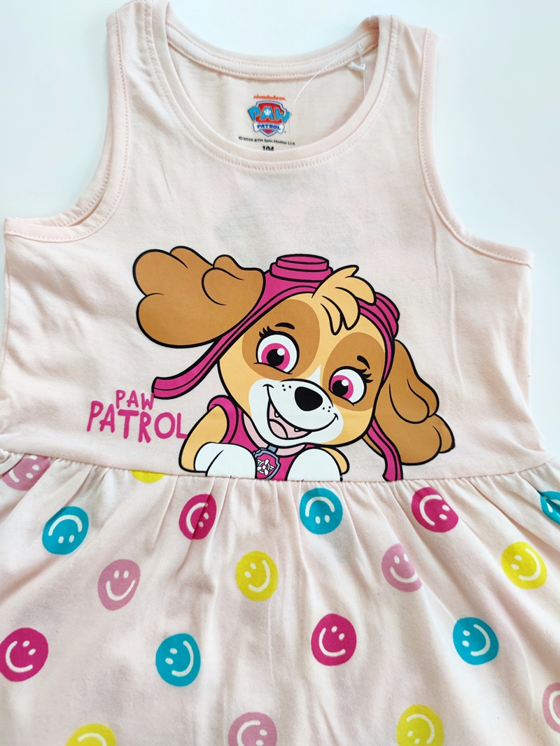 Dívčí letní šaty TLAPKOVÁ PATROLA světle růžové