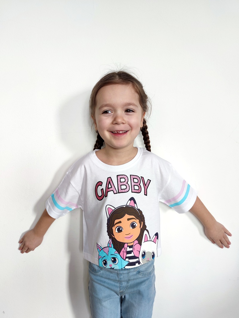 Dívčí tričko GABBY - Gábinin kouzelný domek - bílé GAB KR