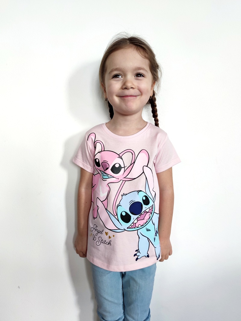 Dívčí tričko STITCH světle růžové EP - KR