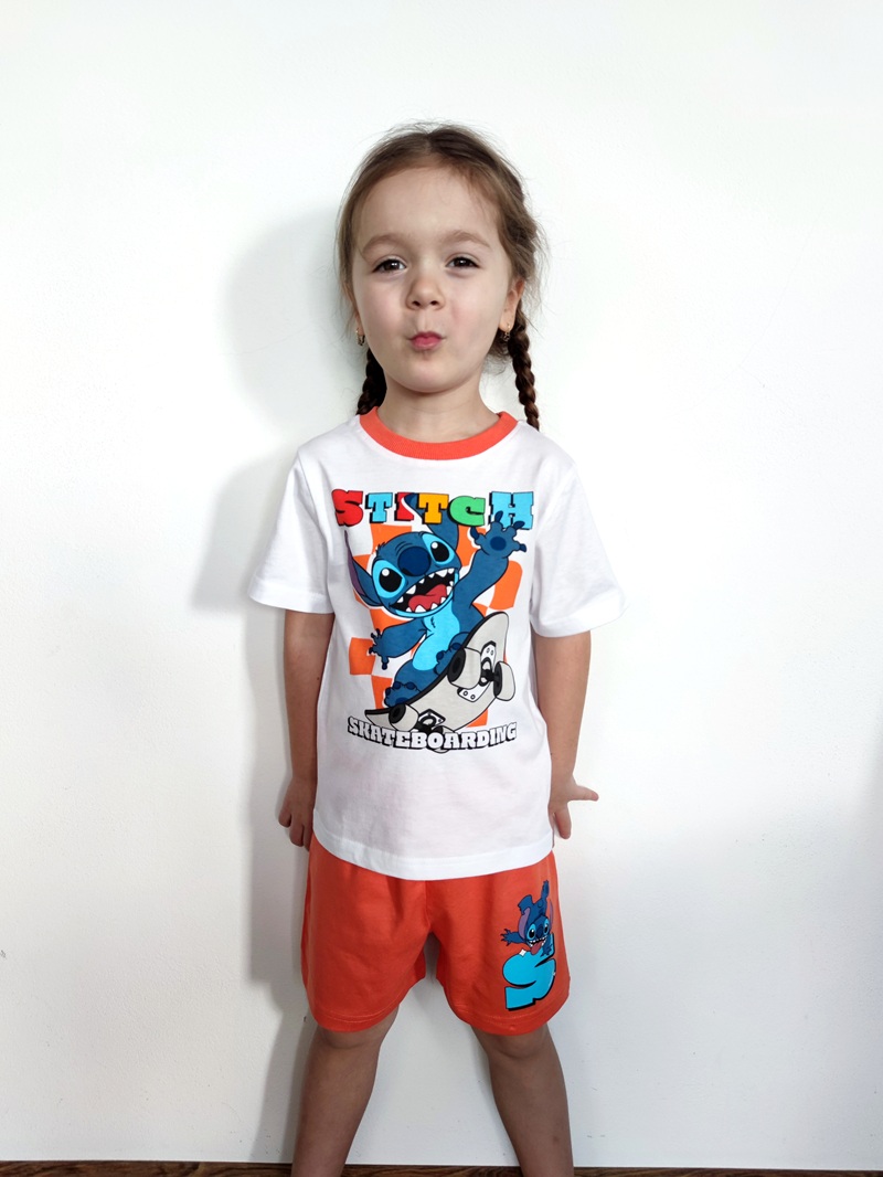 Chlapecké letní pyžamo STITCH bílo/oranžové