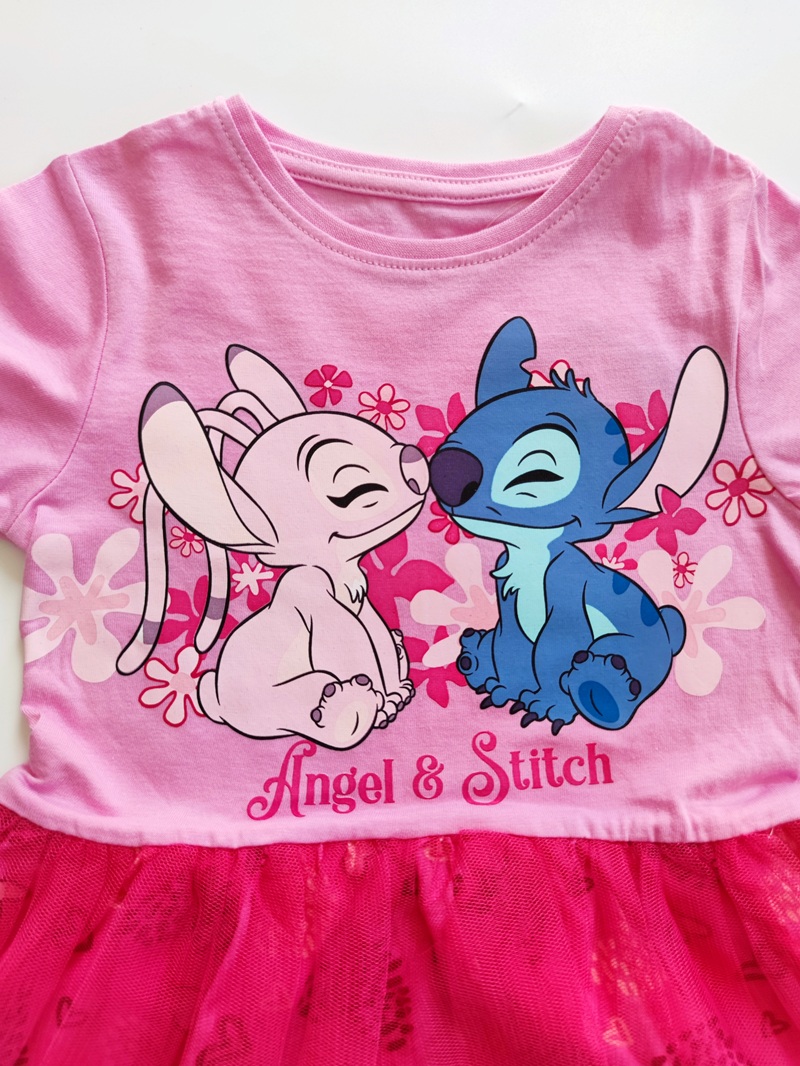 Dívčí letní šaty STITCH s tylovou sukní - růžové