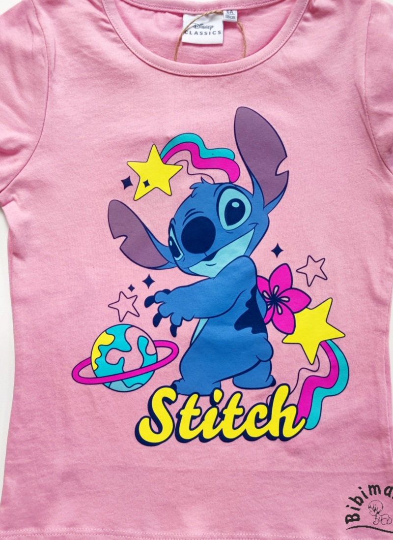 Dívčí tričko STITCH - růžové
