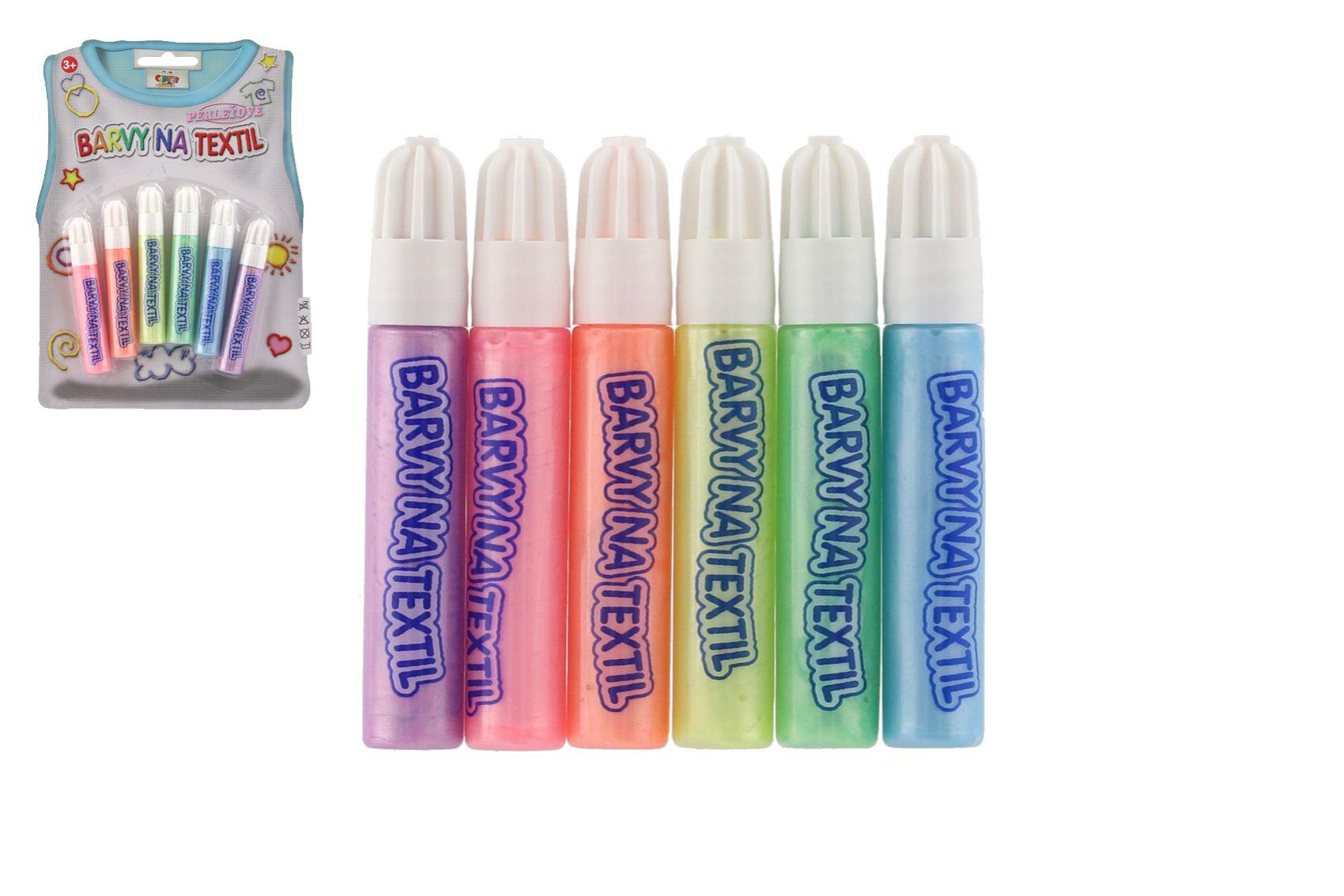 Barvy na textil, perleťové 6 ks