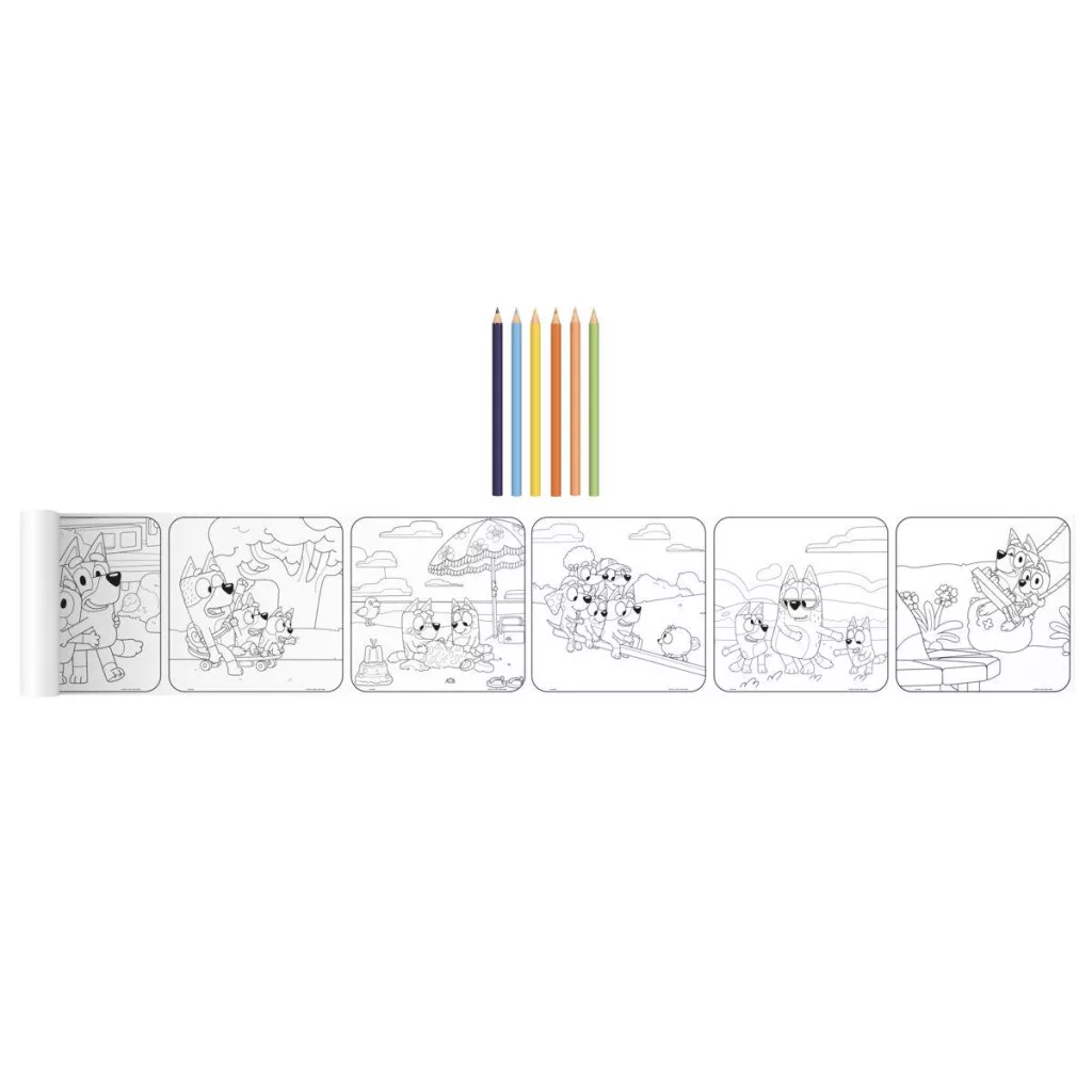 Vélká role omalovánek s pastelkami BLUEY - 2,5 m