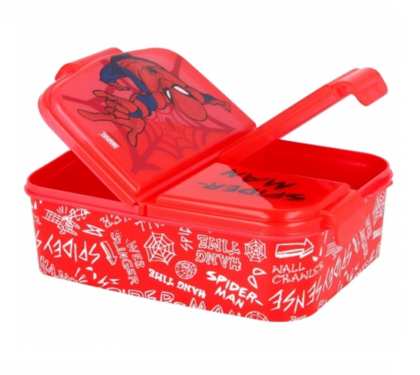 Stor Dělený plastový box na svačinu SPIDERMAN