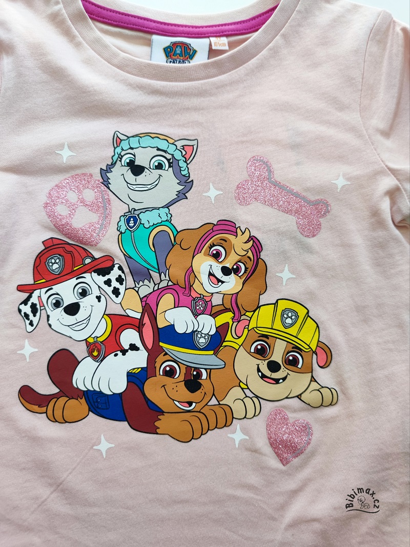 Dívčí tričko TLAPKOVÁ PATROLA růžové DR