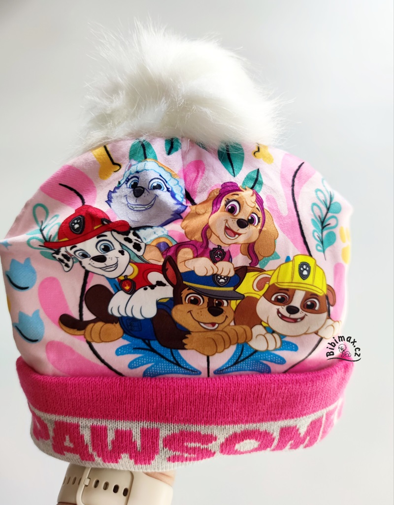 Dívčí zimní čepice s rukavicemi TLAPKOVÁ PATROLA šedá