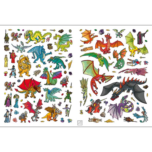 Metalická samolepková knížka Draci