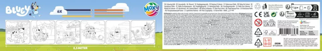Vélká role omalovánek s pastelkami BLUEY - 2,5 m