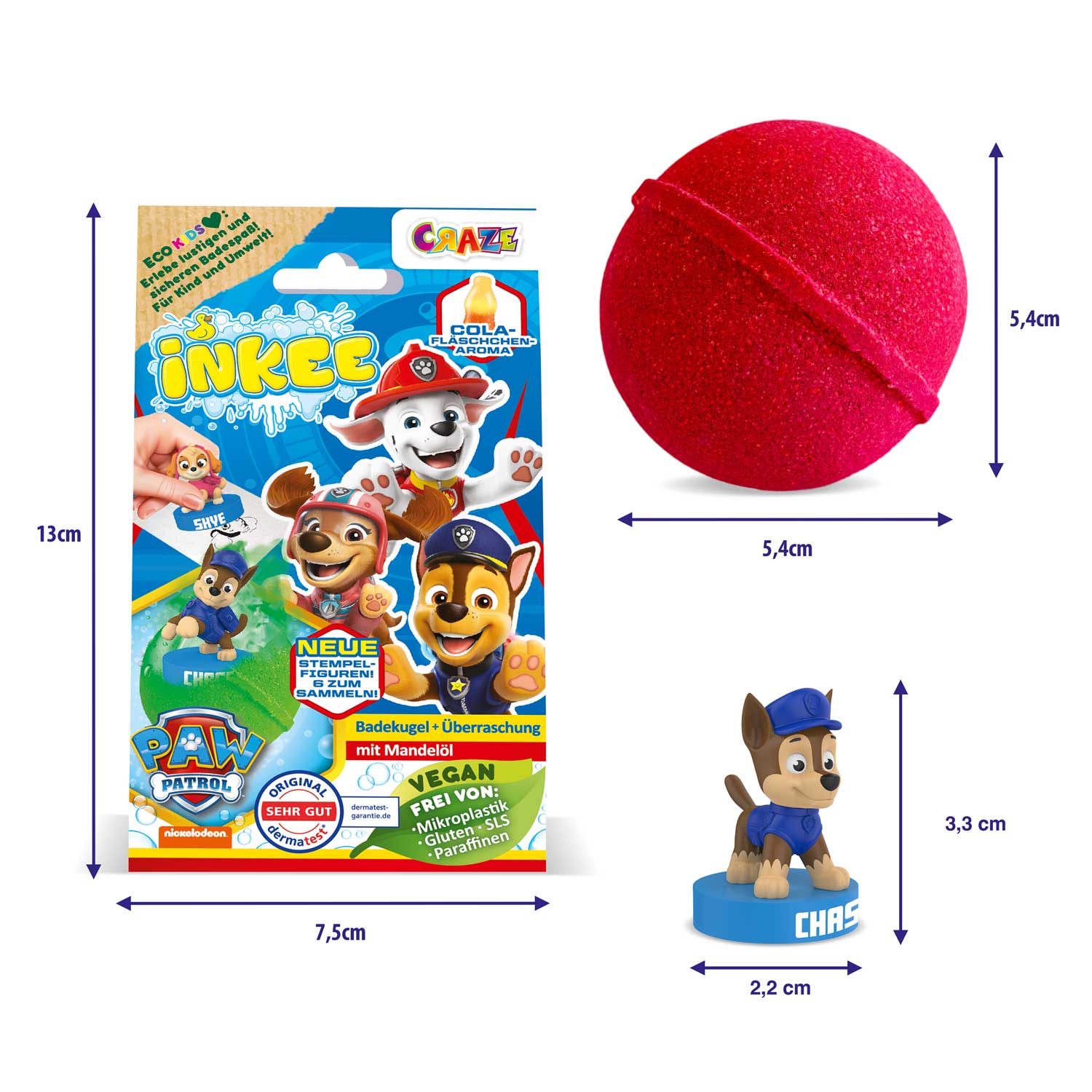 INKEE - šumivá koupelová bomba s překvapením TLAPKOVÁ PATROLA