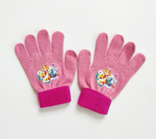 Dívčí pletené rukavice TLAPKOVÁ PATROLA světle růžové