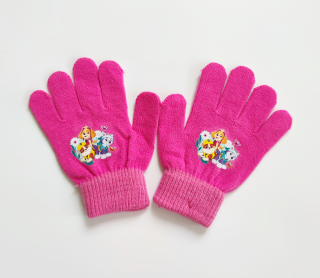 Dívčí pletené rukavice TLAPKOVÁ PATROLA růžové