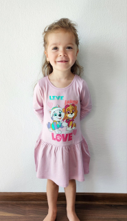 Dívčí šaty TLAPKOVÁ PATROLA - růžovo-fialkové DR