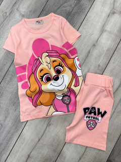 Dívčí letní komplet TLAPKOVÁ PATROLA meruňkový