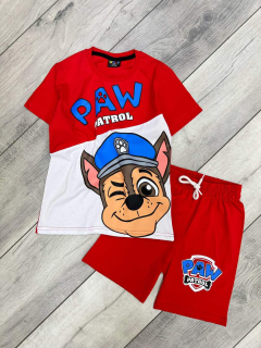 Chlapecký letní komplet TLAPKOVÁ PATROLA červený