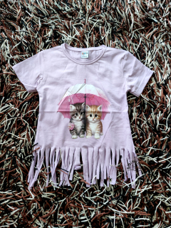 Originální tričko KOČKA - fialové s třásněmi