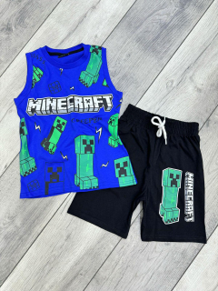 Letní komplet s tílkem MINECRAFT modrý