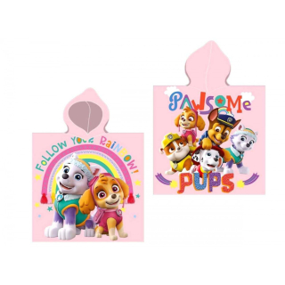 Dívčí plážové pončo TLAPKOVÁ PATROLA růžové Rainbow