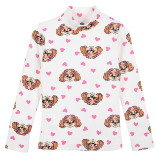 Dívčí tričko - rolák TLAPKOVÁ PATROLA bílé