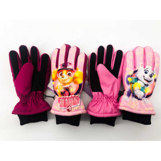 Dívčí zimní rukavice TLAPKOVÁ PATROLA prstové - růžové 24