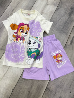 Dívčí letní komplet TLAPKOVÁ PATROLA - fialový