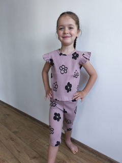 Dívčí komplet kytky - starorůžová