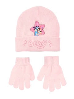 Sada čepice a rukavice BLUEY - růžová