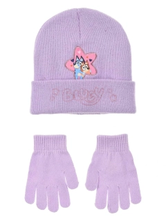 Sada čepice a rukavice BLUEY - fialová
