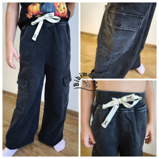 Dívčí široké tepláky - riflové - šedé 