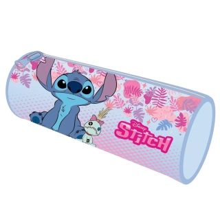 Plátěné kulaté pouzdro/penál STITCH modrorůžové