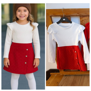 Vánoční šaty - bílo-červené