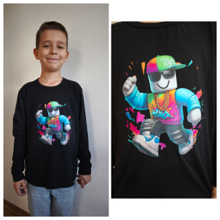 Chlapecké tričko ROBLOX - černé s tyrkys.