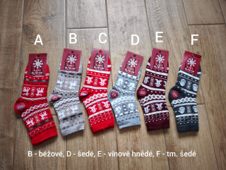Dětské vánoční ponožky - TERMO - vzorované