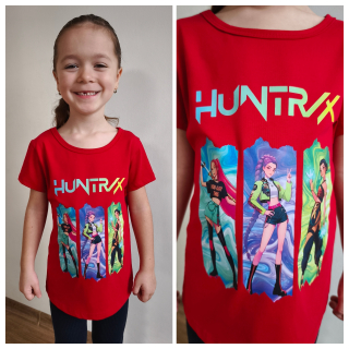 Dívčí tričko KPop Demon Hunters - HUNTRIX - červené KR